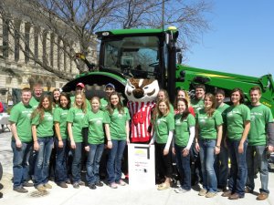 Volunteers for Ag Day with Bucky. Even Bucky supports Wisconsin agriculture!
